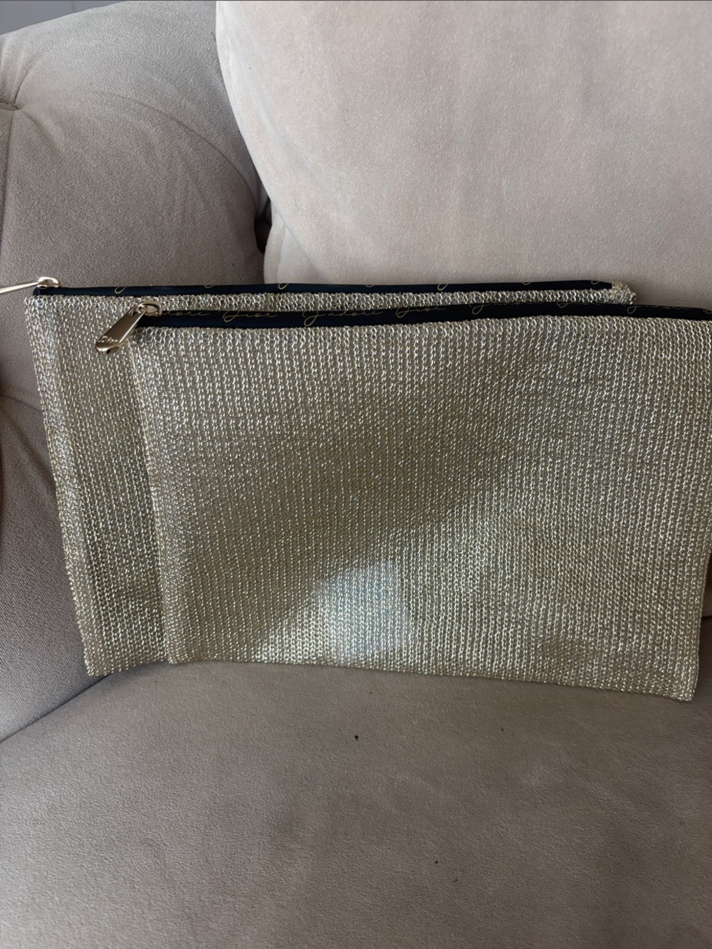 Dior Metallic Gold Woven Cosmetic Pouch
